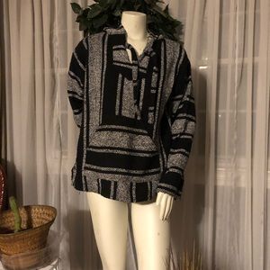 Earthbound black and white Baja hoodie sweater